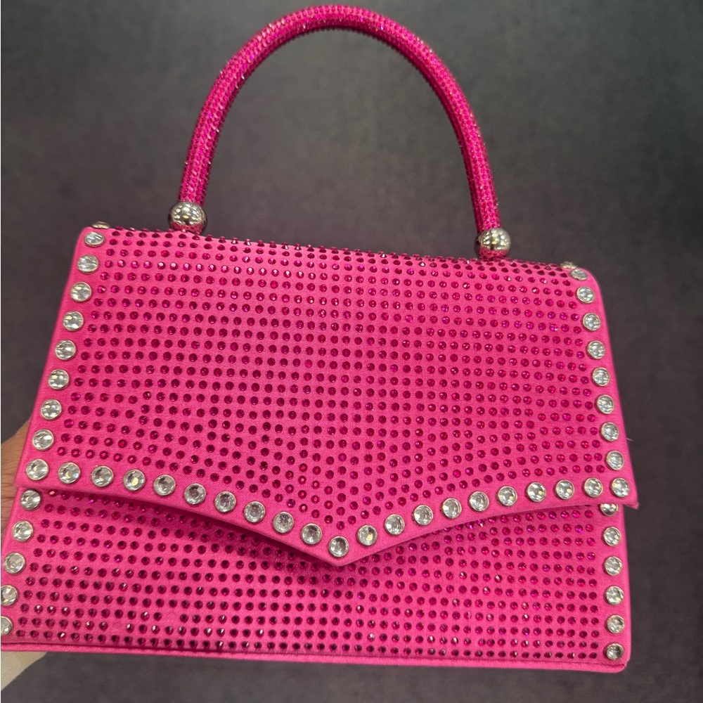 Pink Rhinestone Embellished Handbag